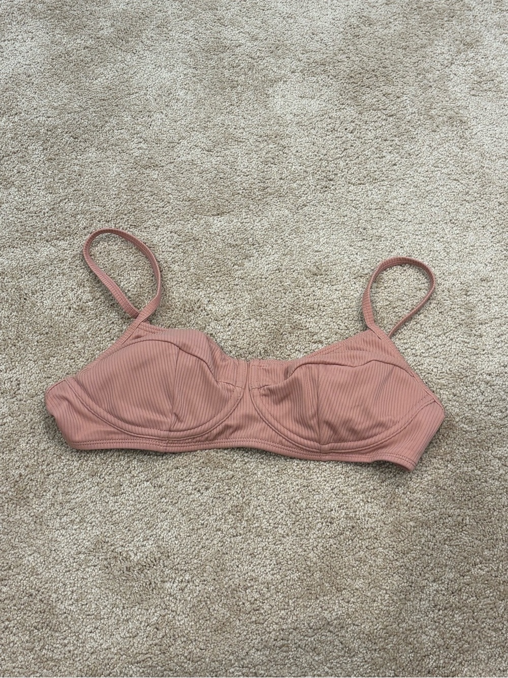 Women’s Ribbed Underwire Bikini Top in Dusty Rose